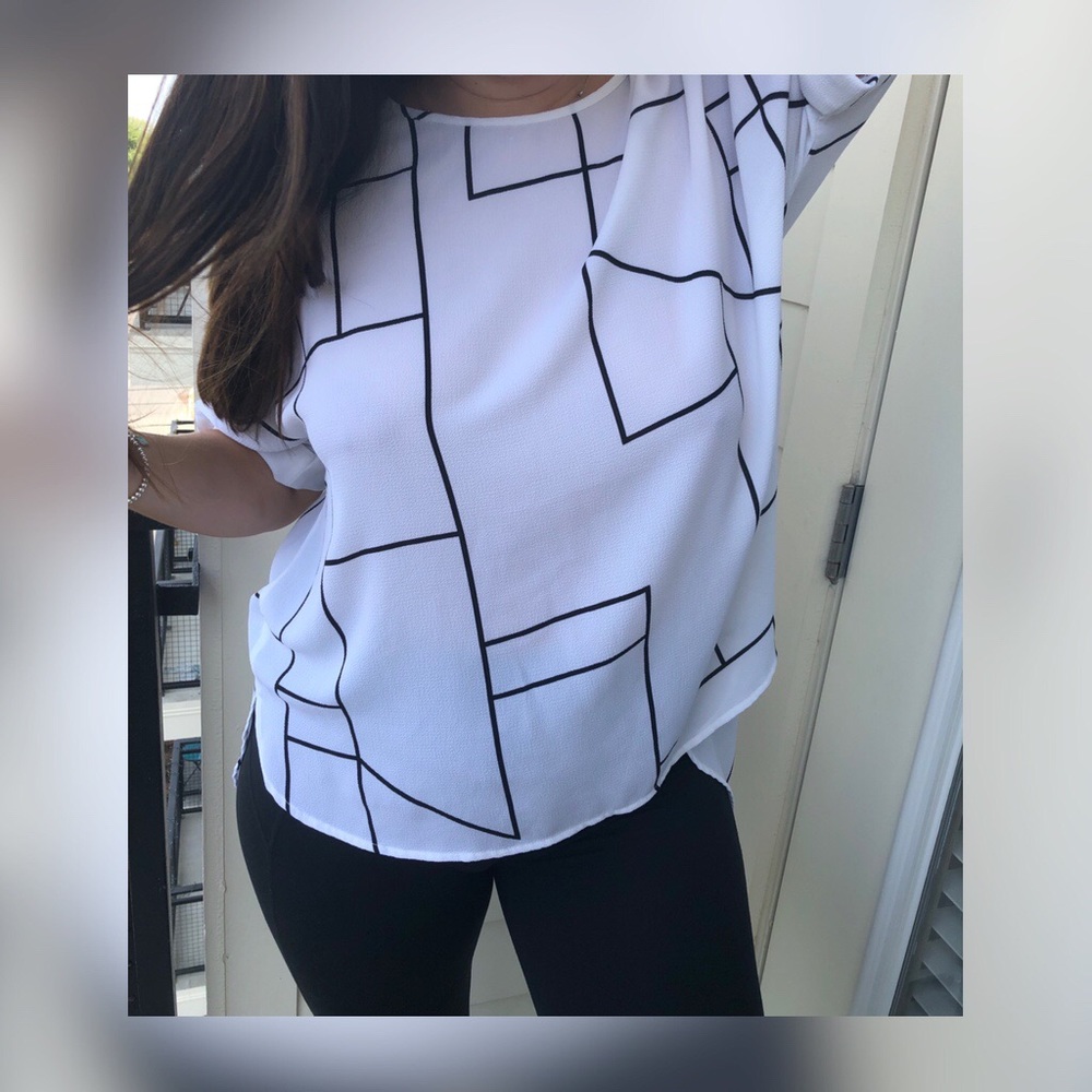 Black and White Miami Geometric Blouse